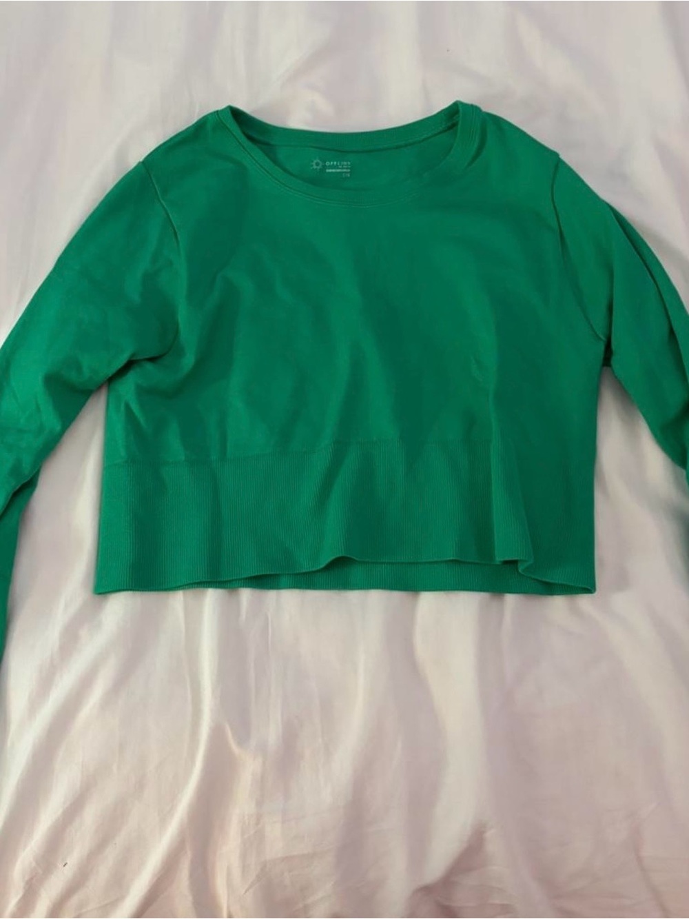 aerie Emerald Green Long-Sleeve Cropped Tee